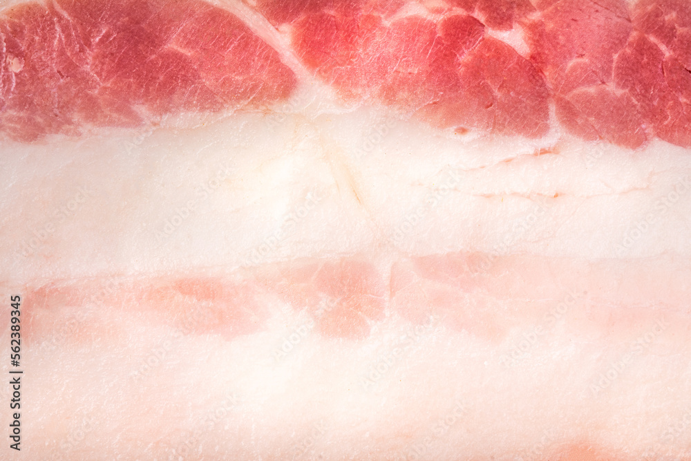 Smoked bacon close-up macro photo. Bacon texture. Full frame of bacon. Smoked bacon close-up macro photo. Bacon texture. Full frame of bacon.