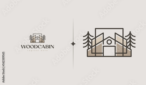 Wooden House Logo Template. Universal creative premium symbol. Vector illustration. Creative Minimal design template. Symbol for Corporate Business Identity