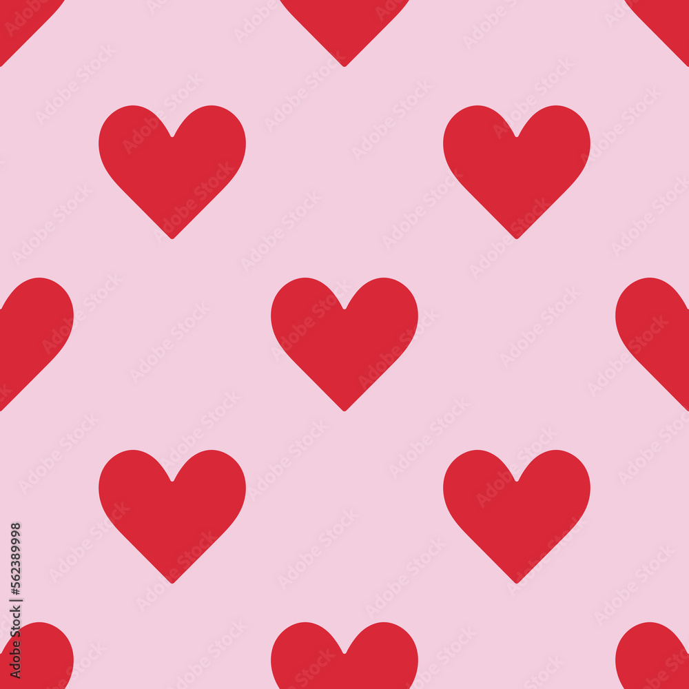 Red and pink hearts seamless pattern. Vector illustration