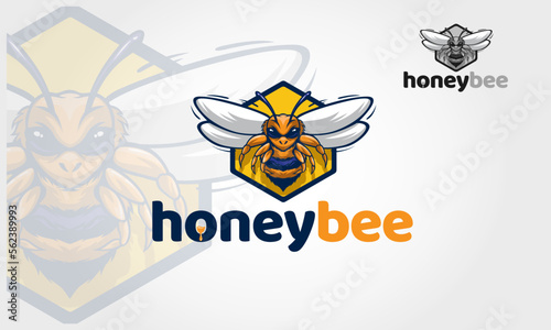 Honey Bee Vector Logo Mascot. Angry bee esport mascot Logo is logo for team or personal.