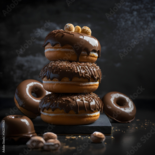 doughnuts on white background, perfect for advertising, packaging, menus, cookbooks. Highlighting texture & details, shot from above, high-res suitable for printing, posters, banners & more photo