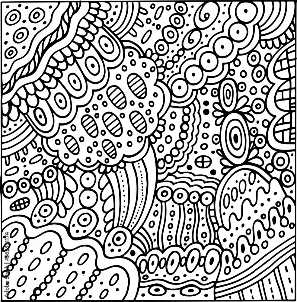 Floral line art zendoodle ornament with botanical patterns and flowers. Zendoodle trippy coloring page for adults. Abstract psychedelic pattern design. Vector artwork Floral line art zendoodle ornament with botanical patterns and flowers. Zendoodle trippy coloring page for adults. Abstract psychedelic pattern design. Vector artwork