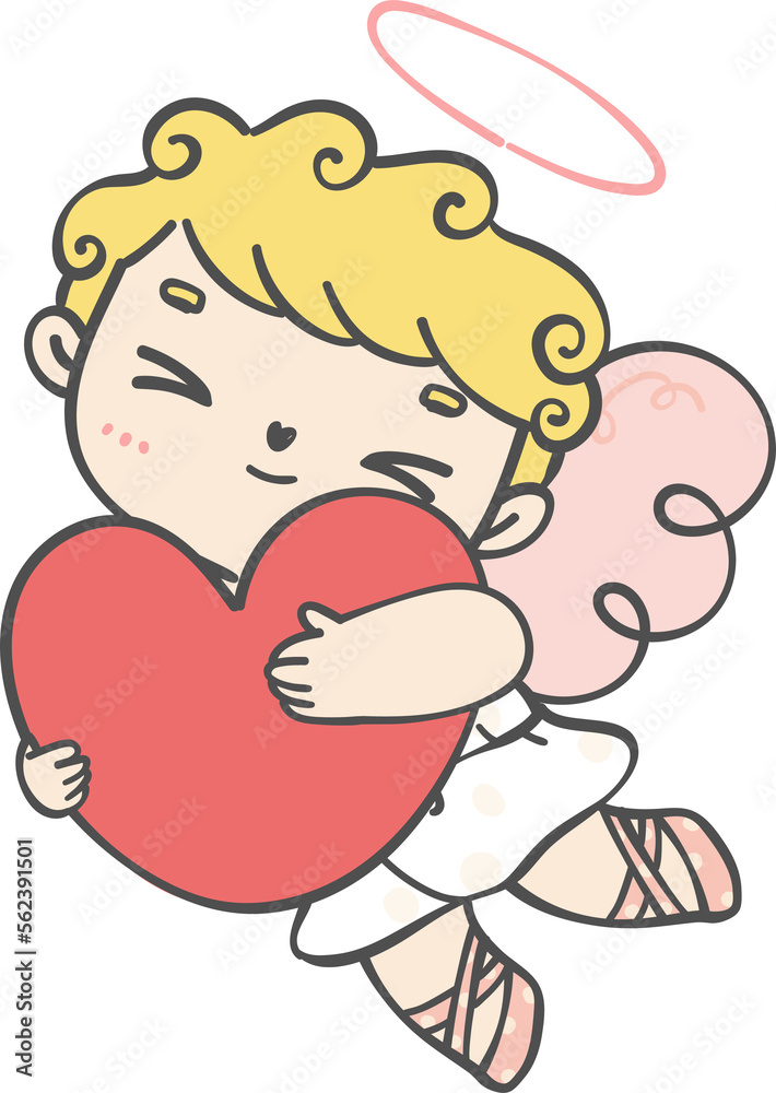 cute happy Valentine love cupid boy curly hair with arrow cartoon doodle hand drawing cute happy Valentine love cupid boy curly hair with arrow cartoon doodle hand drawing
