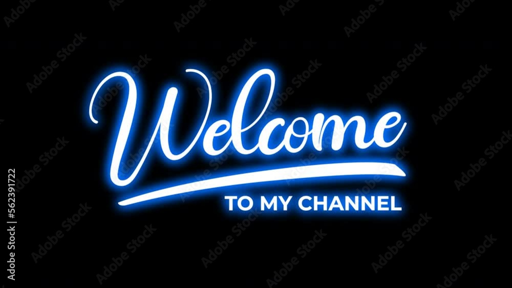 welcome to my channel animation text with neon style on black background.