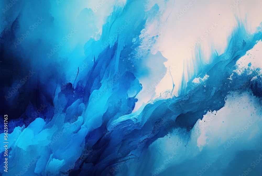 Abstract art blue paint background. watercolor painting. Generative AI