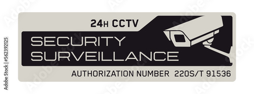 Security surveillance sticker. CCTV, closed circuit television video vector decal.