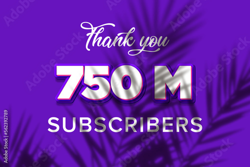 750 Million subscribers celebration greeting banner with Purple and Pink Design