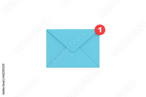 3d. mail envelope with notification new message. envelope email  unread.