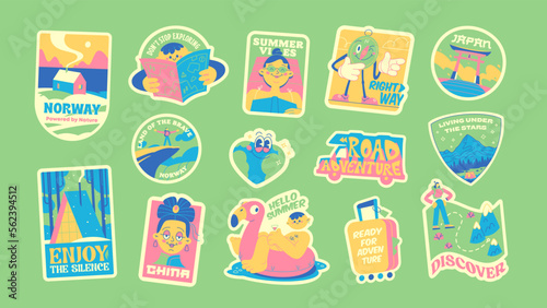 Travel Vector Retro Stickers Pack