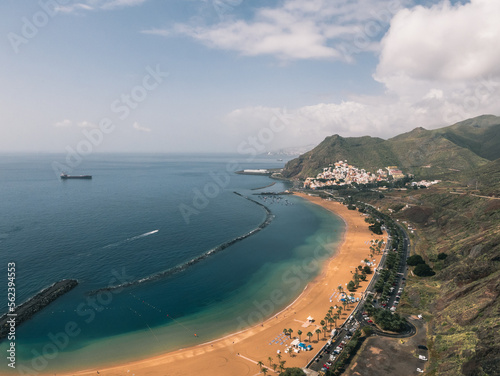 Beach view of Playa de Las Teresitas, Santa Cruz, Tenerife.