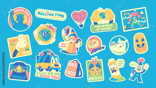 Travel Vector Retro Stickers Pack