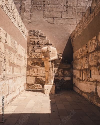 Headless statue in Habu Temple, Luxor, Egypt.