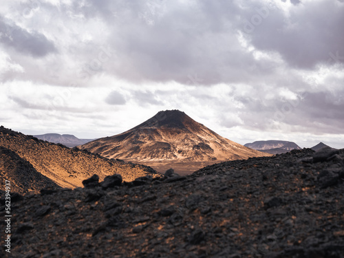 A volcanic hill in the Black Desert, Egypt.