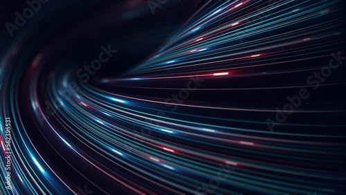 Abstract Technology Light Strokes Background/ 4k animation of abstract high technology background with glowing 3d light strokes with fast motion path trajectory following	
