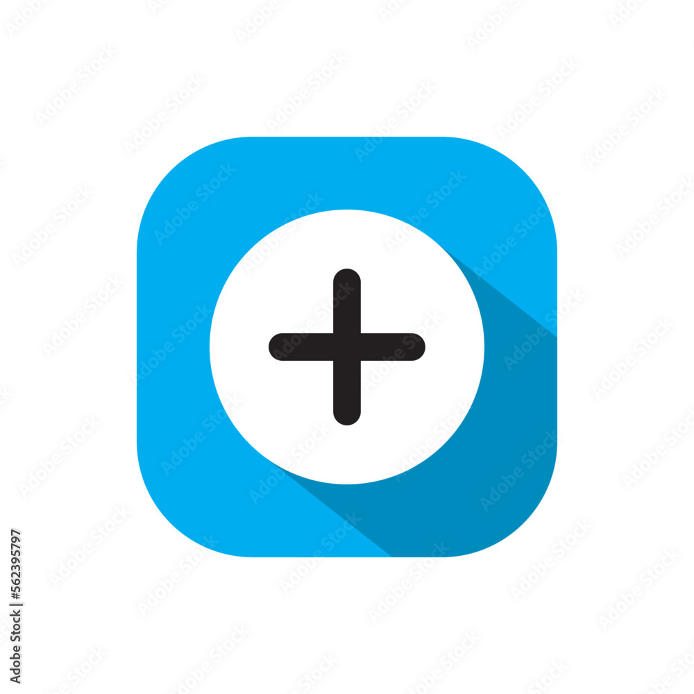 Add media button icon vector isolated on a square background Add media button icon vector isolated on a square background