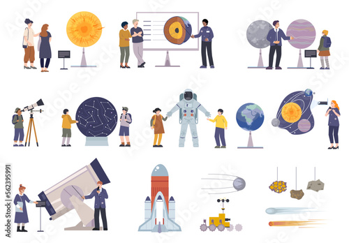 Planetarium Flat Icon Set