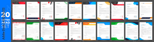 set of 20 Letterhead Bundle mega collection, Letterhead template set,  Corporate business letter head design template set with unique shape. business letterhead bundle.