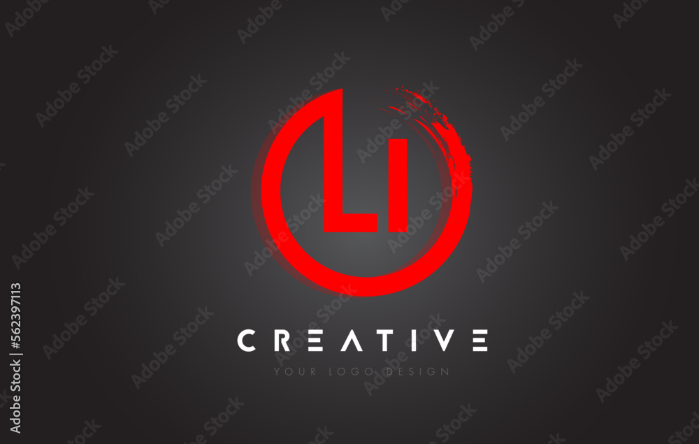 LRed I Circular Letter Logo with Circle Brush Design and Black Background. LRed I Circular Letter Logo with Circle Brush Design and Black Background.