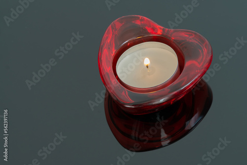 Decorative candle heart shape glass material, empty space for your message