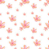 Watercolor plumeria flowers seamless pattern isolated on white background. Pink tropical floral illustration.