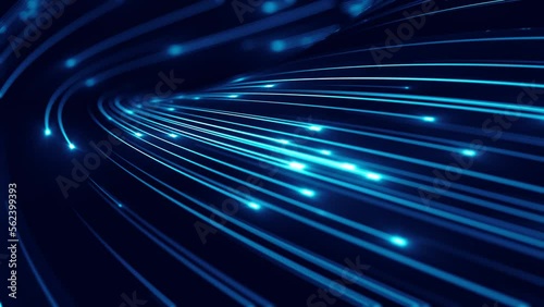 Abstract Technology Light Strokes Background/ 4k animation of abstract high technology background with glowing 3d light strokes with fast motion path trajectory following	
