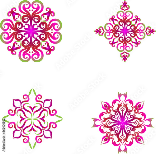 Indian colorful; mandala ornamentation design. Asian traditional mehandi style decor.