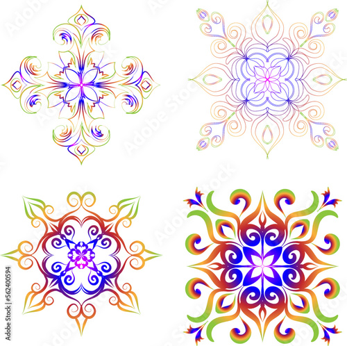 Indian colorful; mandala ornamentation design. Asian traditional mehandi style decor.