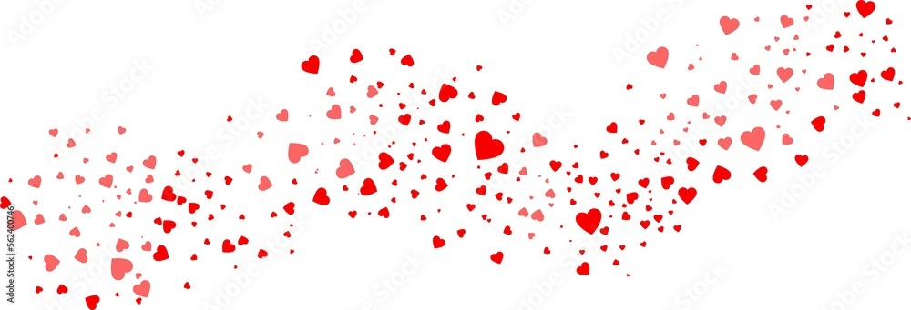 Obraz premium Love valentine background with red petals of hearts on transparent background. Vector banner, postcard, background.The 14th of February. PNG image 