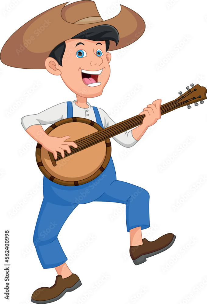cartoon boy playing acoustic guitar Stock Vector | Adobe Stock