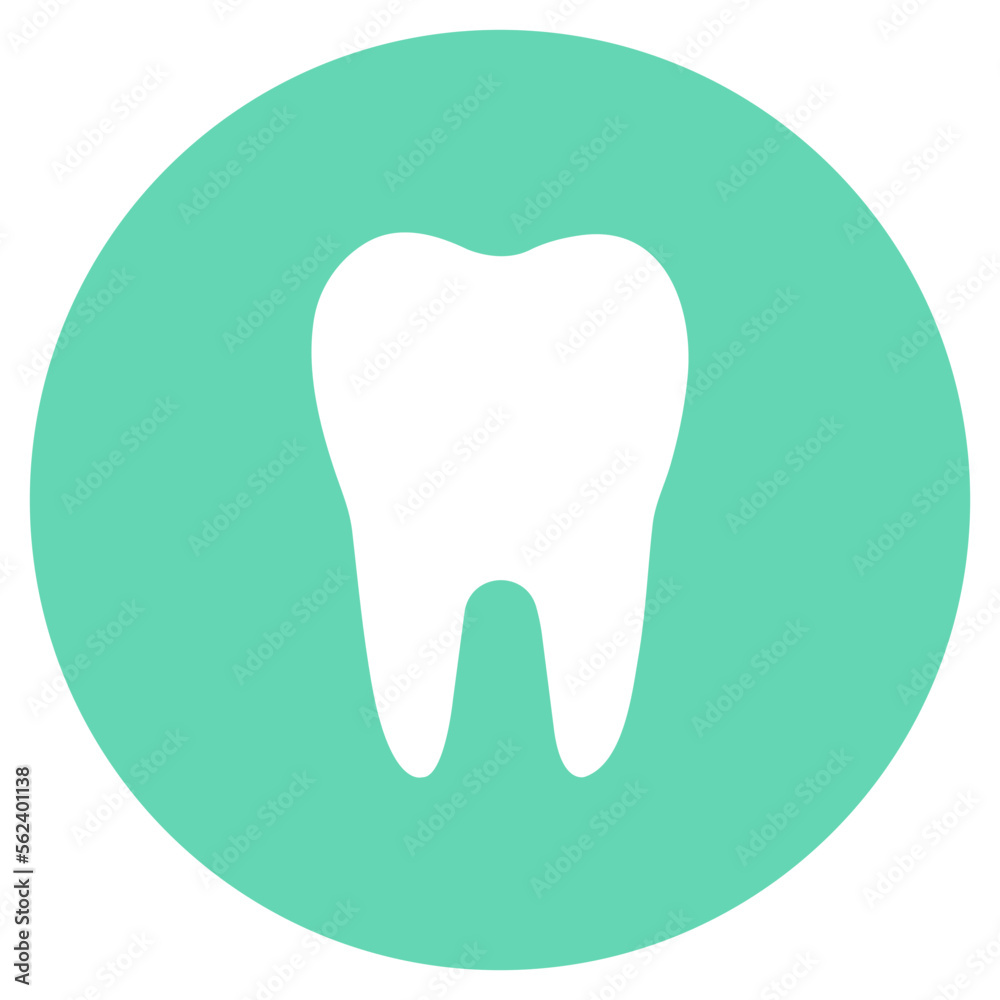 Vector tooth icon. Tooth green button. Symbol. White tooth with blue path. Vector illustration. Vector tooth icon. Tooth green button. Symbol. White tooth with blue path. Vector illustration.