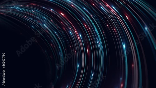 Abstract Technology Light Strokes Background/ 4k animation of abstract high technology background with glowing 3d light strokes with fast motion path trajectory following	
