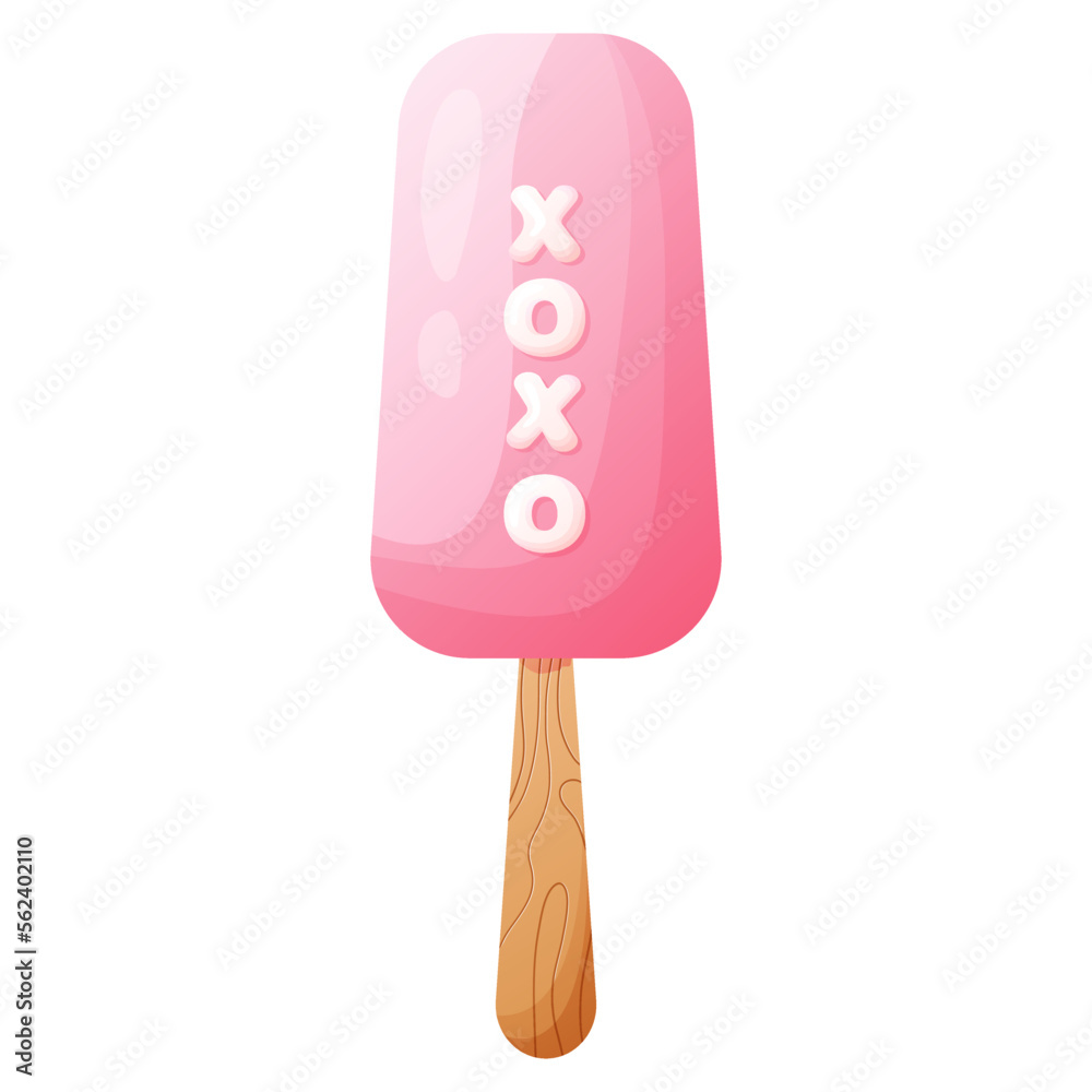 illustration for valentine's day. cute pink ice cream. element for postcard, menu, congratulations illustration for valentine's day. cute pink ice cream. element for postcard, menu, congratulations