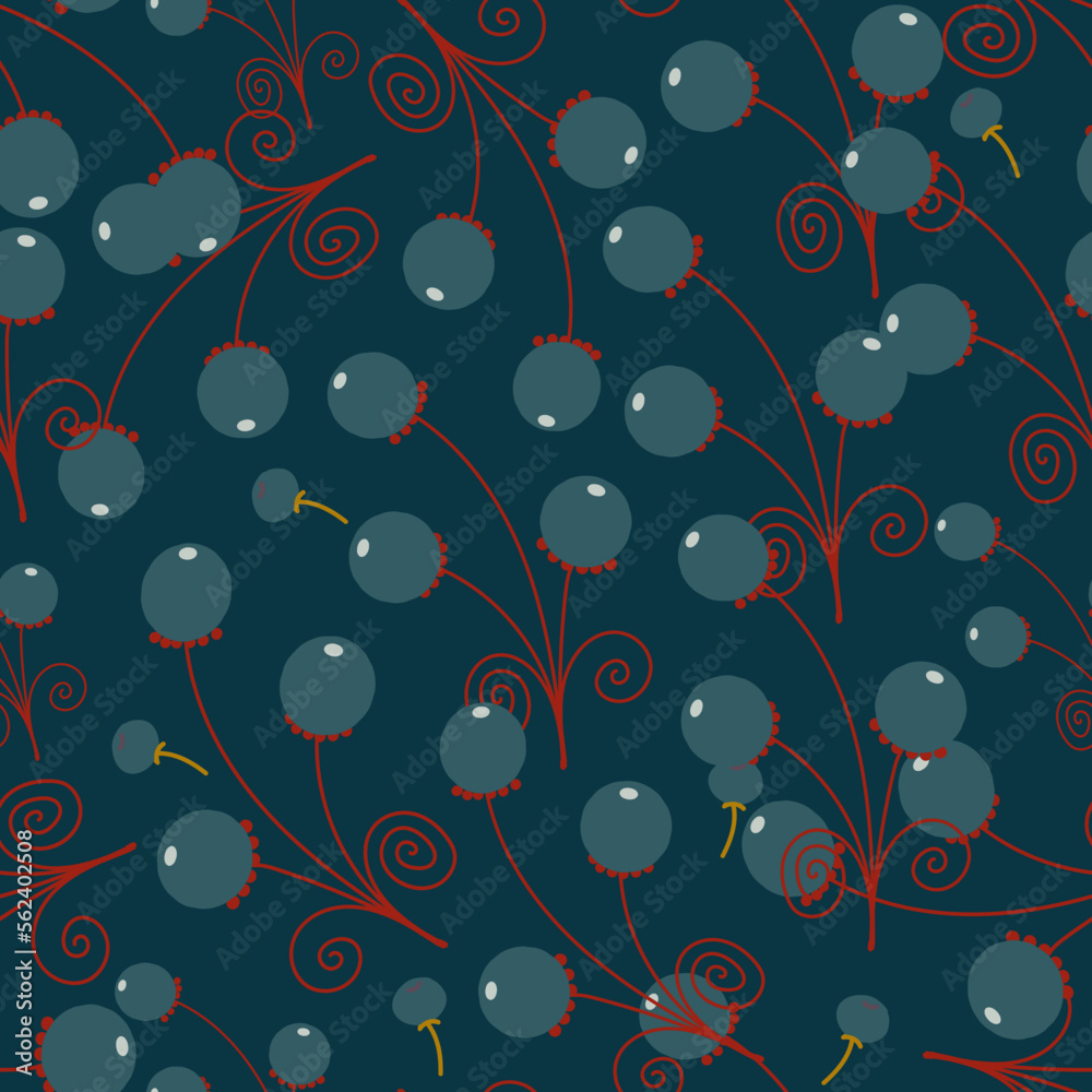 Seamless pattern with gray berries. Vector file for designs. Seamless pattern with gray berries. Vector file for designs.
