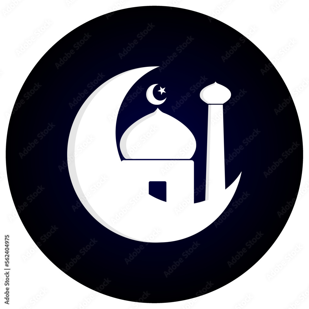 Islamic icon, moon star and mosque. Vector illustration. Islamic icon, moon star and mosque. Vector illustration.