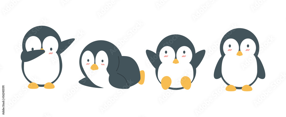 Collection of cartoon penguin doodle Collection of cartoon penguin doodle