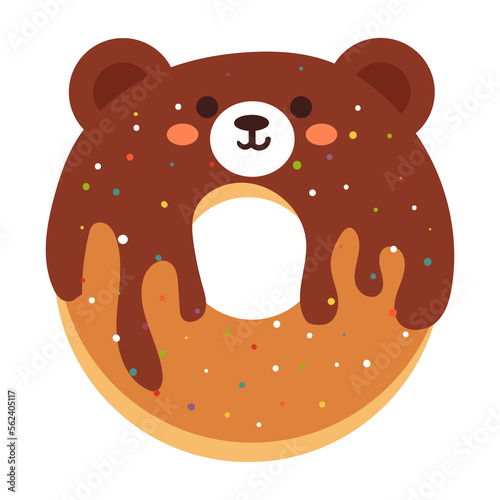 Fototapeta Naklejka Na Ścianę i Meble -  cute cartoon doughnut with bear character design