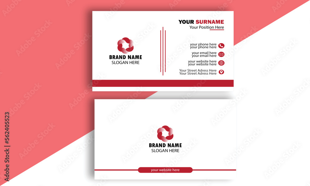Business Card Design with Red and White Business Card Design with Red and White