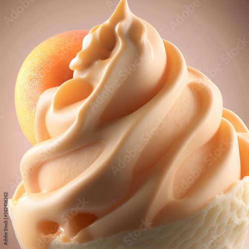 Peach ice cream - Generative AI photo