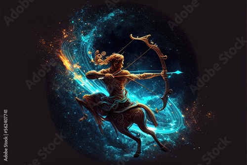 signo de sagitário, zodíaco, cosmos, sagitário, 3d, gerado por AI	