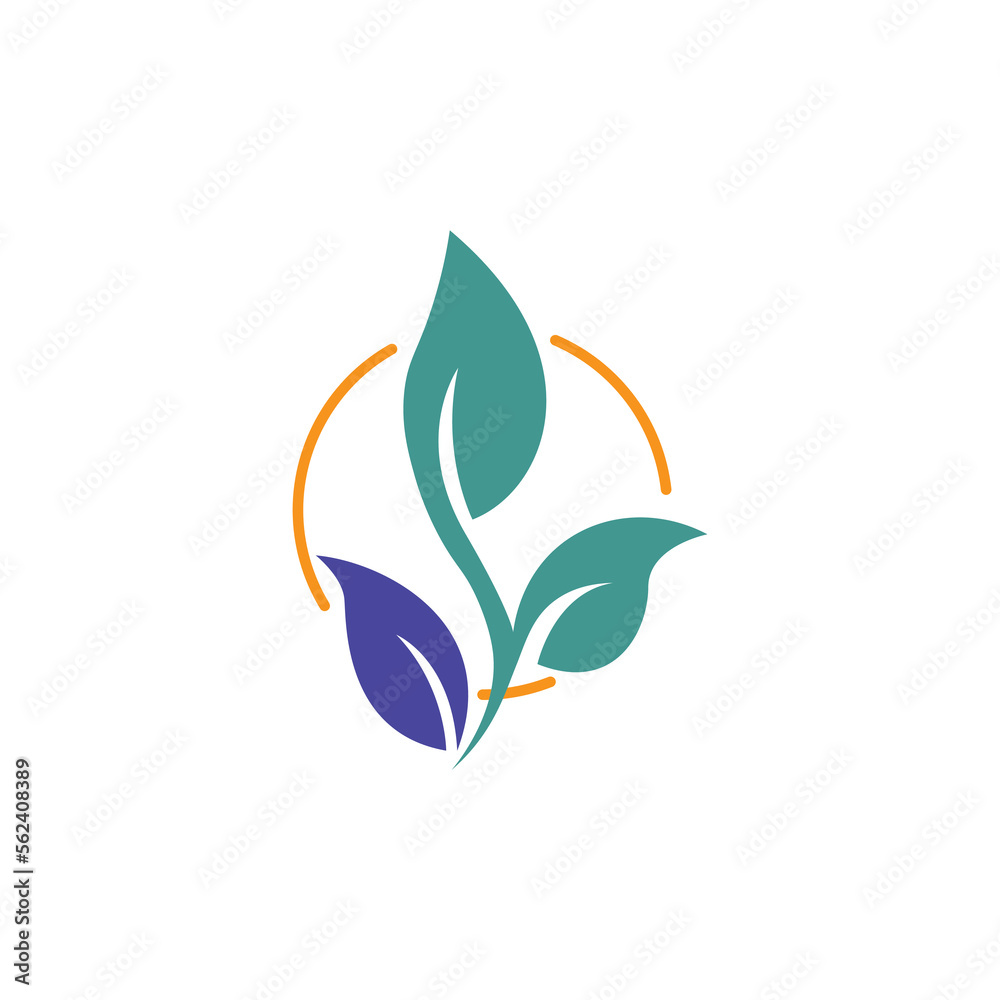 leaf plant flower logo abstract natural design vector