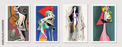 Modern Beauty: Abstract Portrait of a Fashionable Woman in a Contemporary Vector Illustration Design with a Cubist Twist