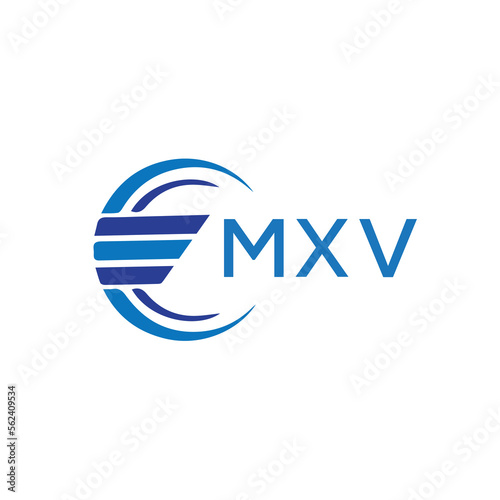 MXV letter logo. MXV blue image on white background. MXV vector logo design for entrepreneur and business. MXV best icon.	
 photo