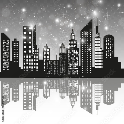 	
Vector city silhouette in a flat style. Modern urban landscape.vector illustration