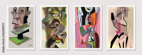 Modern Beauty: Abstract Portrait of a Fashionable Woman in a Contemporary Vector Illustration Design with a Cubist Twist