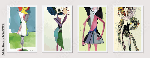 Modern Beauty: Abstract Portrait of a Fashionable Woman in a Contemporary Vector Illustration Design with a Cubist Twist