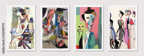 Modern Beauty: Abstract Portrait of a Fashionable Woman in a Contemporary Vector Illustration Design with a Cubist Twist