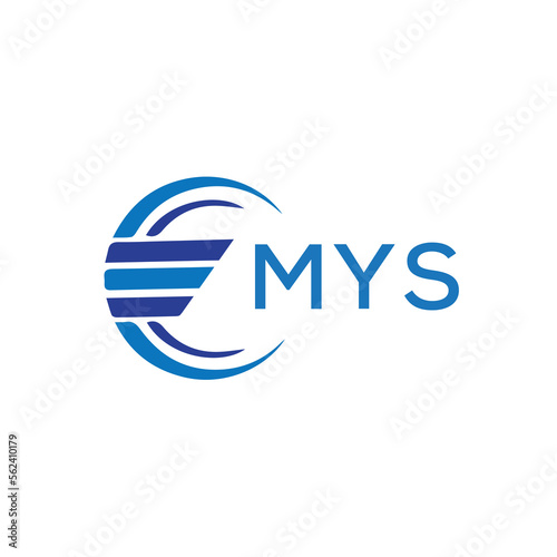 MYS letter logo. MYS blue image on white background. MYS vector logo design for entrepreneur and business. MYS best icon.	
