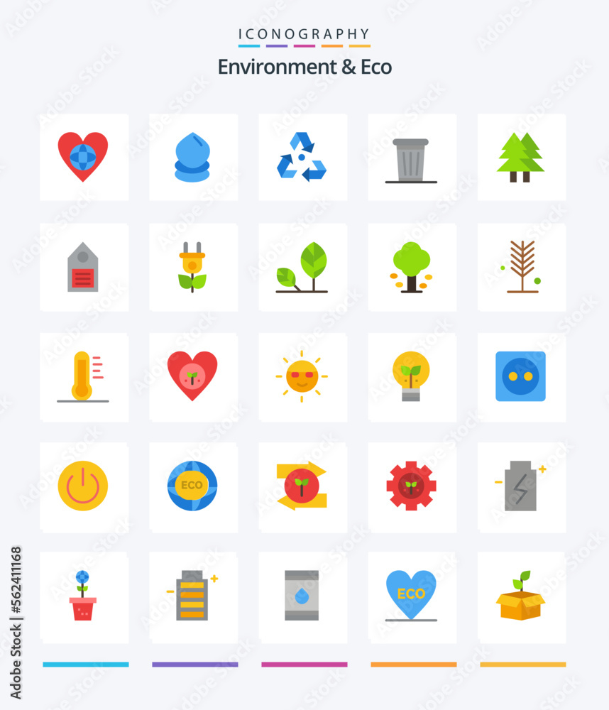 Creative Environment And Eco 25 Flat icon pack  Such As tree. plant. environment. environment. garbage