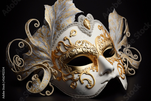 Venetian white and golden carnival mask - AI generative technology