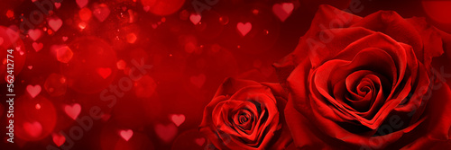 Red Roses Heart Shape With Abstract Defocused Lights - Valentines Day Card